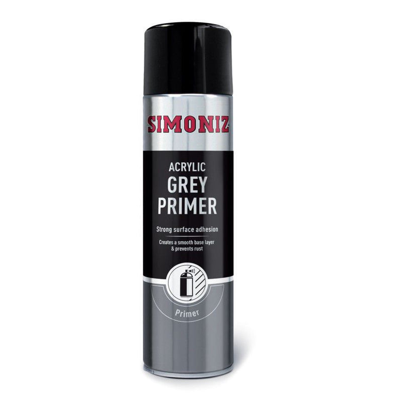4x Simoniz Large Grey Primer Acrylic Aerosol Auto Car Spray Paint 500ml SIMP11D SIMONIZ  - Dynamic Drive