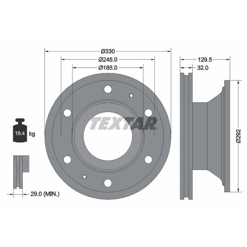Textar 2 x Internally Vented Brake Discs 93221300