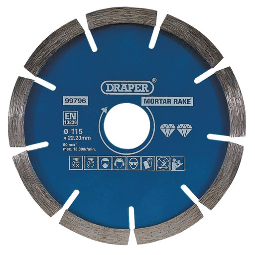 Draper Mortar Raking Diamond Blade, 115mm 99796 Draper - Dynamic Drive
