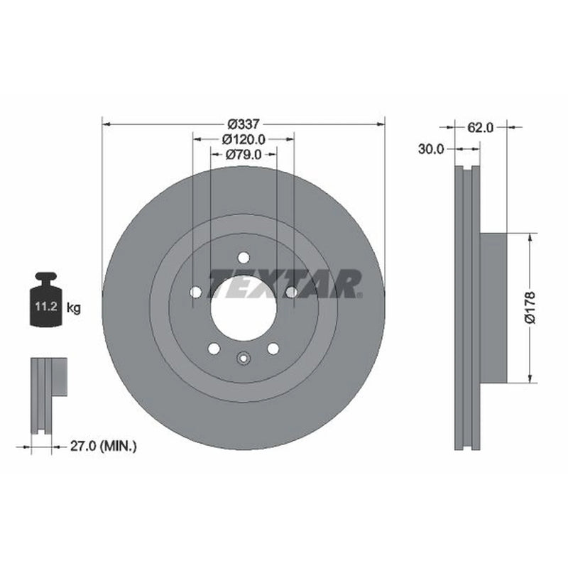 Textar 2 x Vented Front Brake Discs 92134603