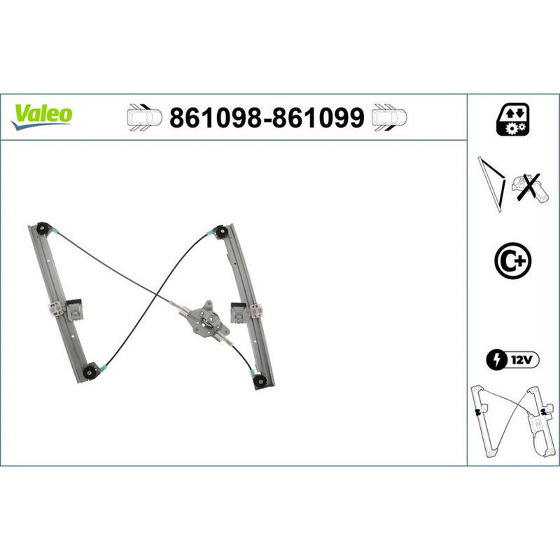Valeo Electric Window Regulator Lifter Right Front 861099