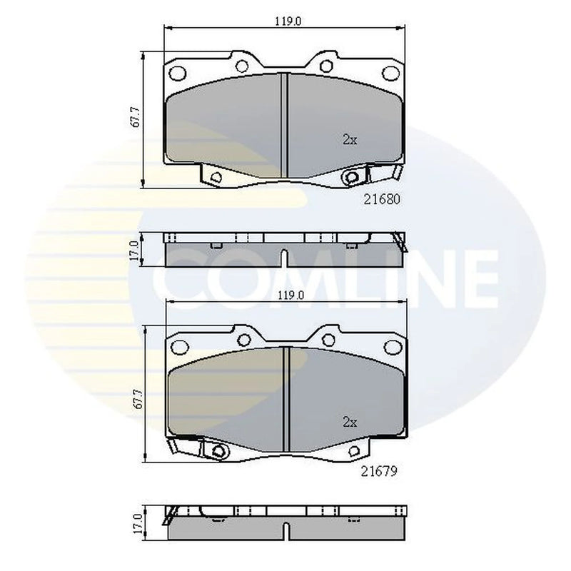 Comline 4 x Front Brake Pad Set fits Toyota Hilux VI Pickup 2001-2005 2.5
