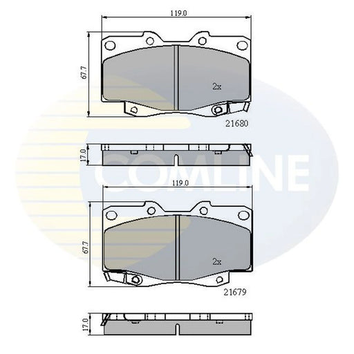 Comline 4 x Front Brake Pad Set fits Toyota Hilux VI Pickup 2001-2005 2.5