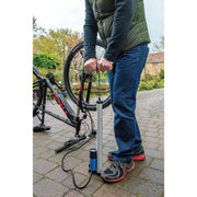 Bicycle Track Tyre Pump Presta Schrader With Pressure Gauge - Lifetime Guarantee Silverline  - Dynamic Drive