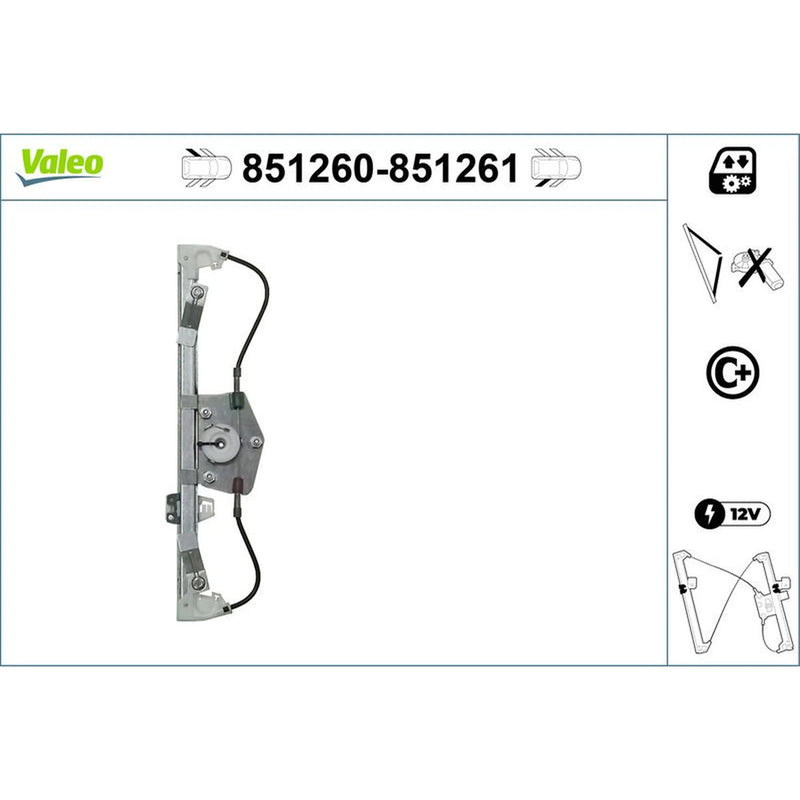 Valeo Electric Window Regulator Lifter Right Rear 851261