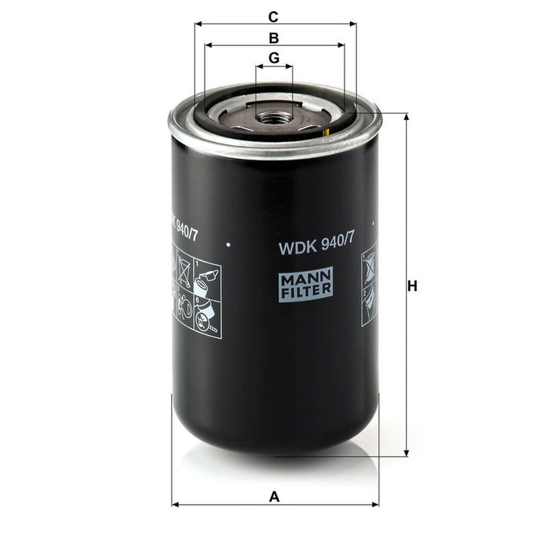 MANN-FILTER Fuel Filter Element WDK 940/7