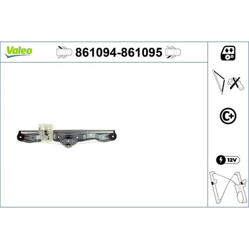 Valeo Electric Window Regulator Lifter Right Rear 861095