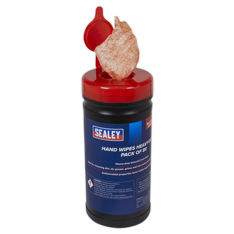 Sealey Hand Wipes Heavy-Duty Pack of 80 SSW80 Sealey - Dynamic Drive