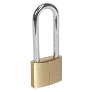 Sealey Brass Body Padlock With Brass Cylinder Long Shackle Siegen by Sealey - Dynamic Drive