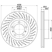 Mintex 2 x Front Perforated Brake Discs MDC2730R