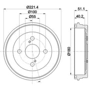 Mintex Brake Drum Assembly Rear fits Toyota Iq 2009-2015 1.0 1.33 1.4