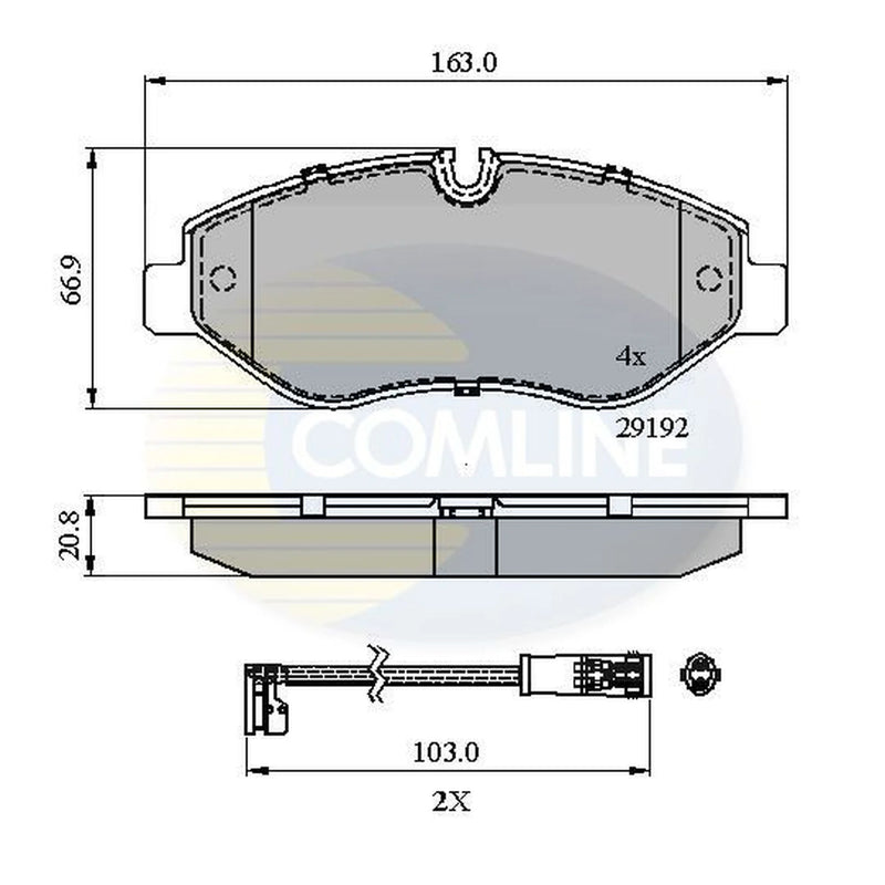 Comline 4 x Front Brake Pad Set fits Mercedes-Benz Sprinter 3,5-T 2006-2021