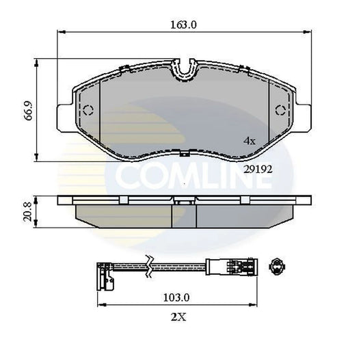 Comline 4 x Front Brake Pad Set fits Mercedes-Benz Sprinter 3,5-T 2006-2021