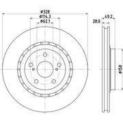 Mintex 2 x Externally Vented Front Brake Discs MDC2629-x2