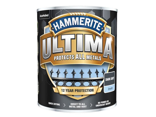 Hammerite Ultima Metal Paint Smooth Dark Grey 750ml Hammerite - NN4 Online