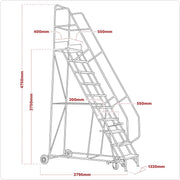 Sealey Mobile Safety Steps 15-Tread MSS15 Sealey - Dynamic Drive