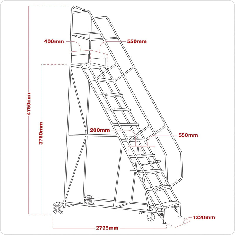 Sealey Mobile Safety Steps 15-Tread MSS15 Sealey - Dynamic Drive