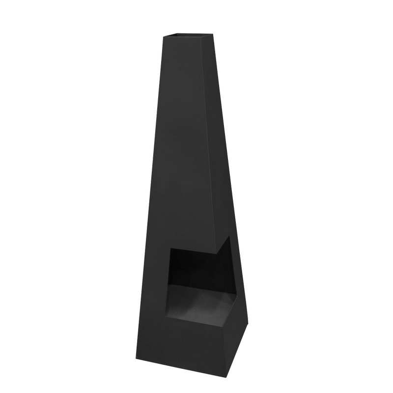 Dellonda Chiminea Wood Burner Heater for Outdoors W45cm x H150cm - Black Steel Dellonda  - Dynamic Drive