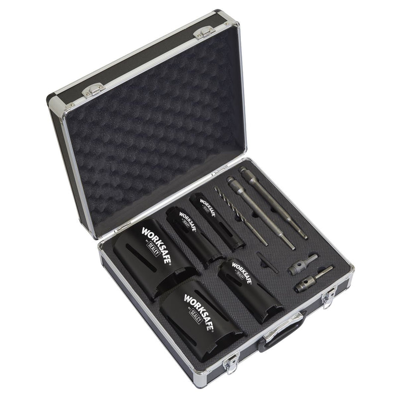 Sealey Diamond 5 Core Kit (ï38 52 65 117 127mm Cores with Adaptors) WDCKIT5 Sealey - Dynamic Drive