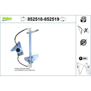 Valeo Electric Window Regulator Lifter Right Front 852519