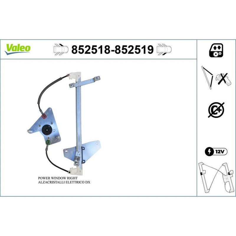 Valeo Electric Window Regulator Lifter Right Front 852519