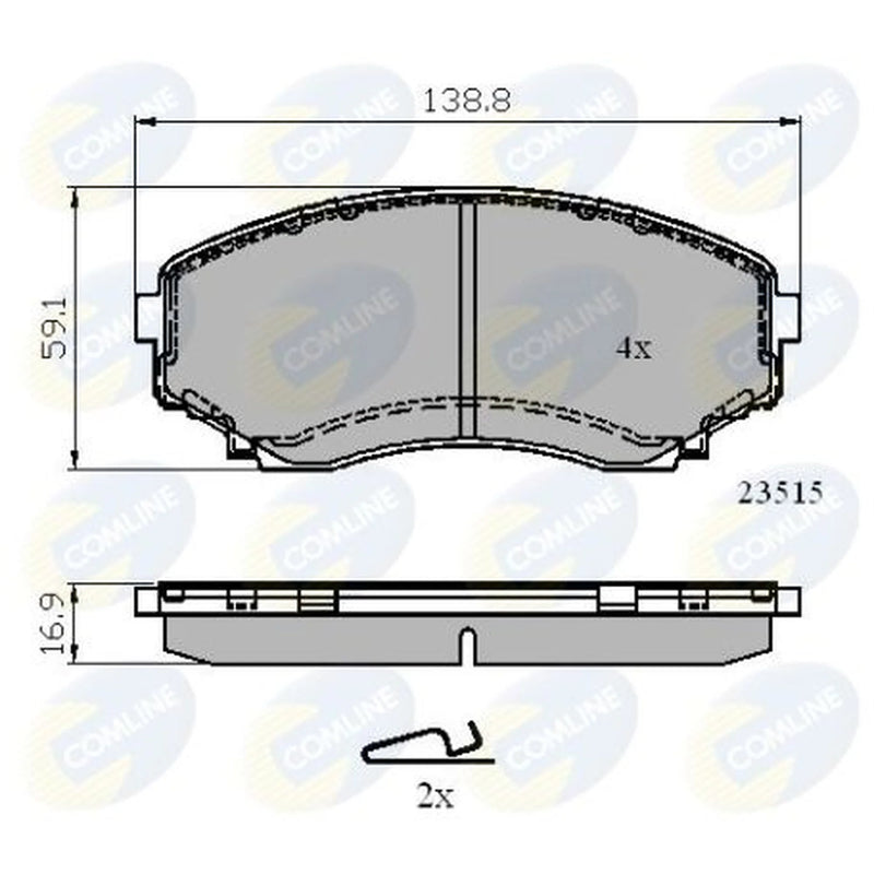 Comline 4 x Front Brake Pad Set fits Mazda Bongo Friendee Bus 1995-2001 2.0 2.5