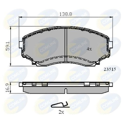 Comline 4 x Front Brake Pad Set fits Mazda Bongo Friendee Bus 1995-2001 2.0 2.5