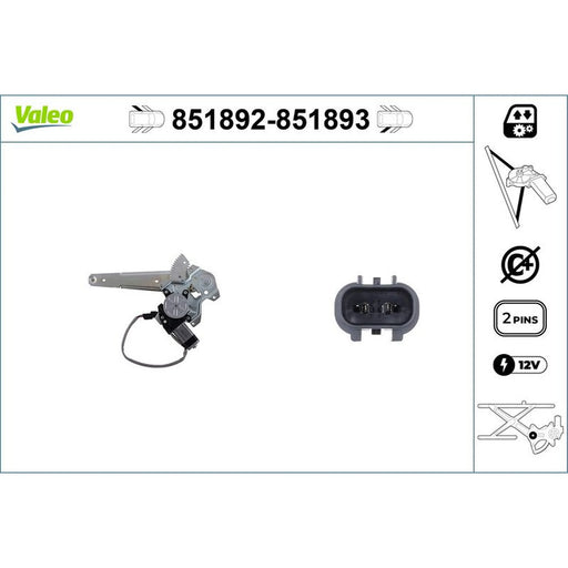 Valeo Electric Window Regulator Lifter Left Rear 851892