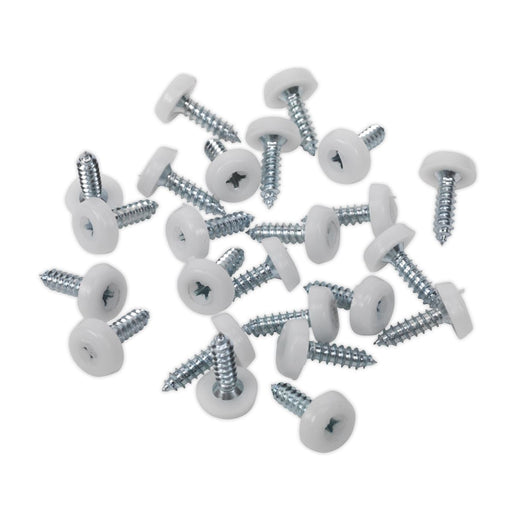 Sealey Numberplate Screw Plastic Enclosed Head 4.8 x 18mm White Pack of 50 PTNP1 Sealey - Dynamic Drive