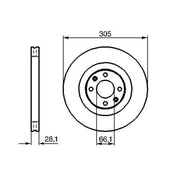 Bosch 2 x Vented Brake Discs fits Peugeot 406 1997-2004 2.2 3.0