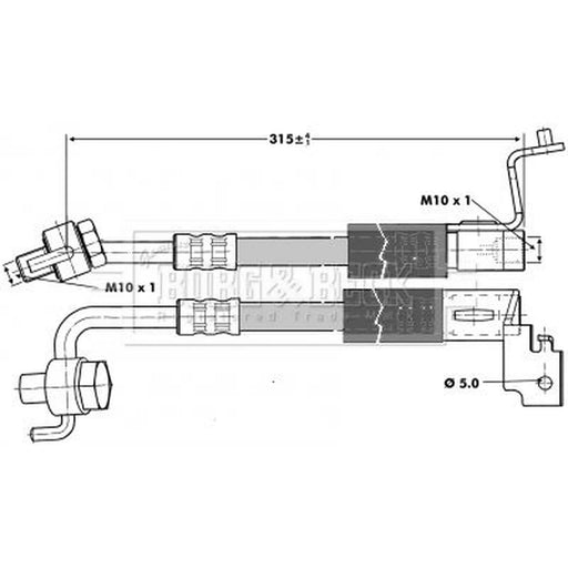 Borg & Beck Brake Hydraulic Hose Line Front Left BBH6694