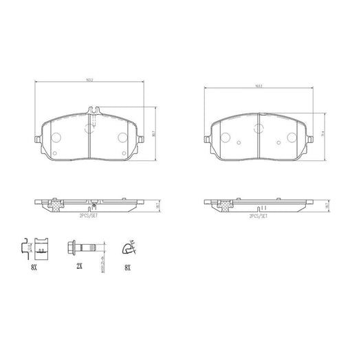 Brembo 4 x Front Brake Pad Set fits Mercedes-Benz A-Class 2018-2020