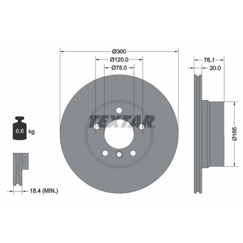 Textar 2 x Vented Rear Brake Discs 92199503