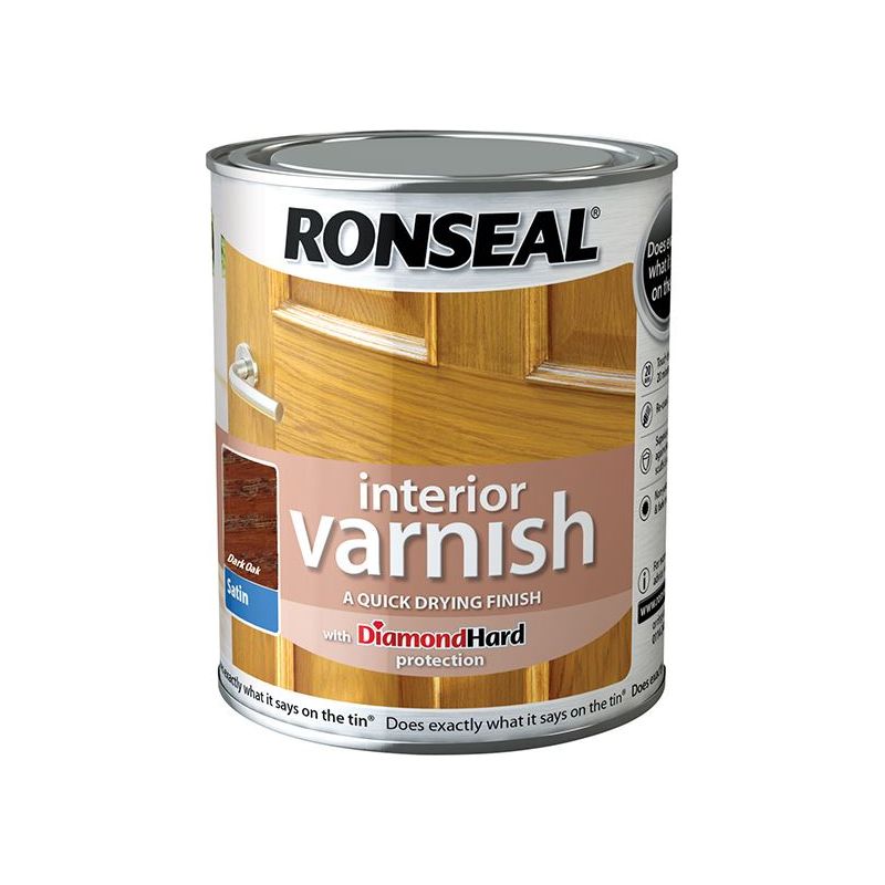 Ronseal Interior Varnish Quick Dry Satin Dark Oak 250ml Ronseal - Dynamic Drive