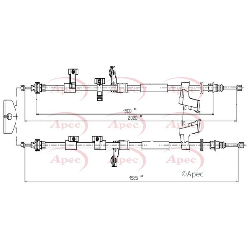 Apec Handbrake Cable Left Rear fits Ford Kuga II 2012-2019 1.5 1.6 2.0 2.5