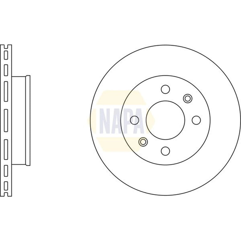 NAPA 2 x Vented Brake Discs fits Hyundai Getz 2002-2010 1.1 1.3 1.4