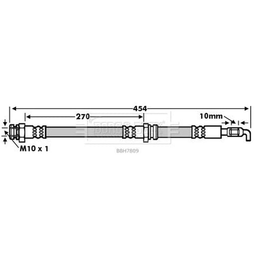 Borg & Beck Brake Hydraulic Hose Line Front Right BBH7809