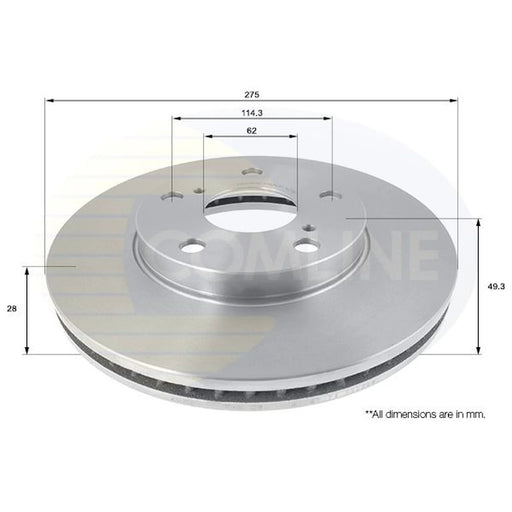 Comline 2 x Brake Discs fits Toyota Avensis Verso 2001-2009 2.0 2.4