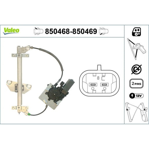 Valeo Electric Window Regulator Lifter Left Rear 850468