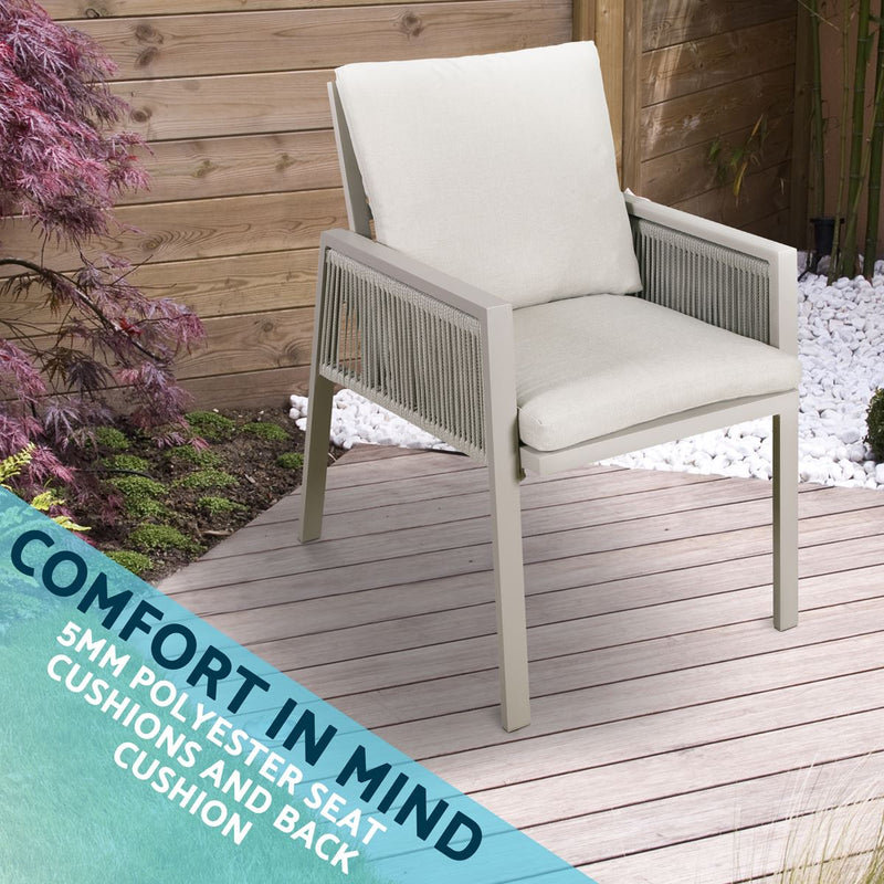 Dellonda Set of 6 Fusion Garden/Patio Dining Chairs with Armrests - Light Grey Dellonda  - Dynamic Drive