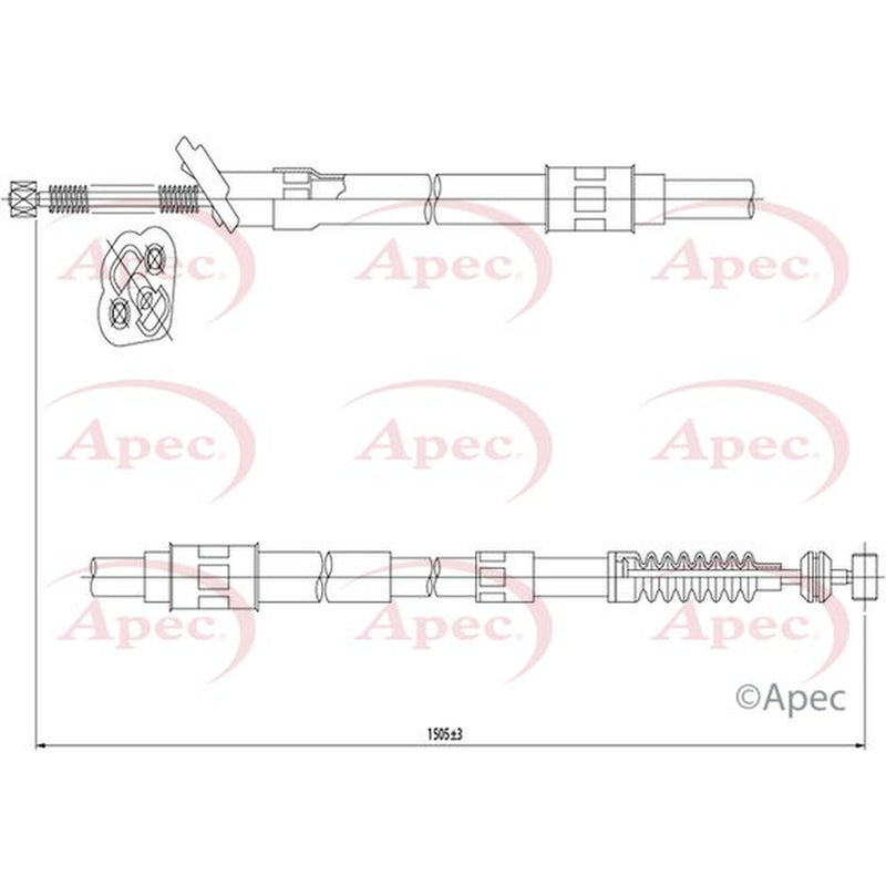 Apec Handbrake Cable Right Rear fits Toyota Starlet 1996-1999 1.3