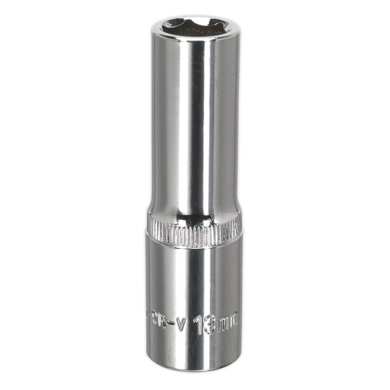 Sealey WallDrive Socket 13mm Deep 1/2"Sq Drive Fully Polished SP1213D Sealey - Dynamic Drive