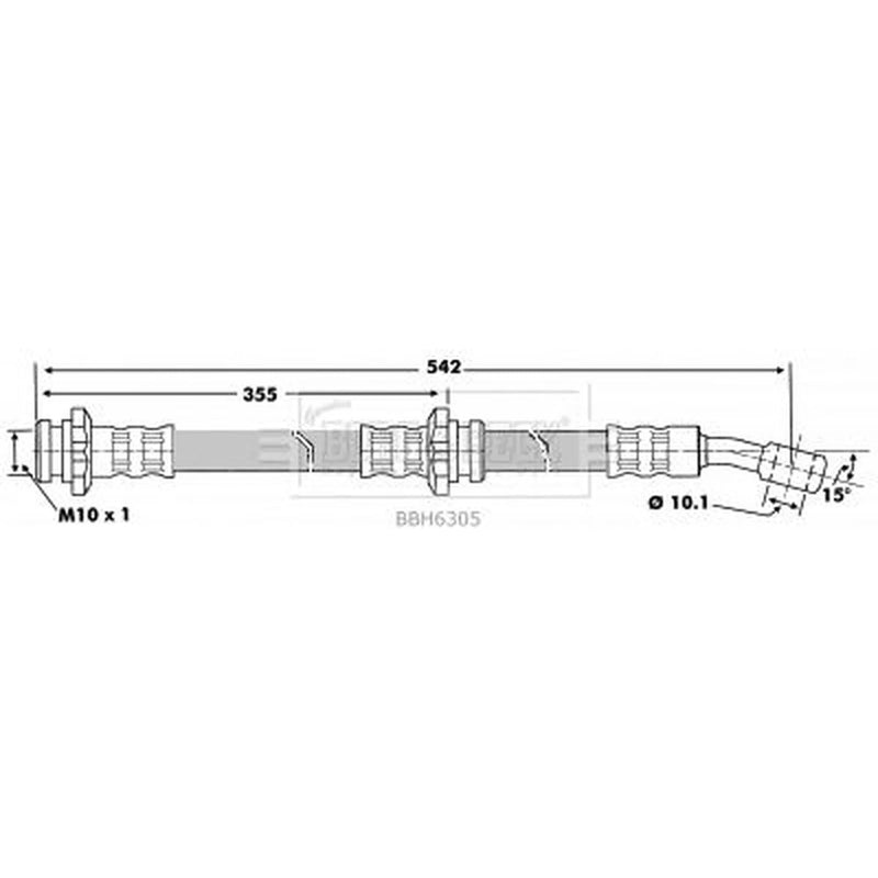 Borg & Beck Brake Hydraulic Hose Line Front Right BBH6305