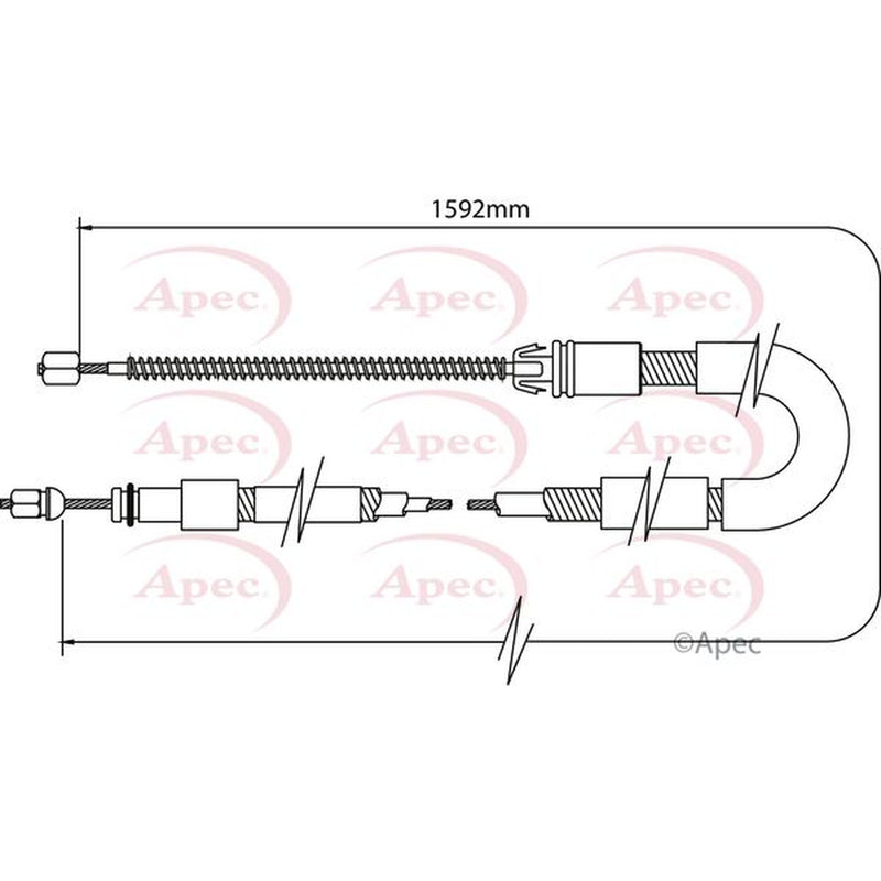 Apec Handbrake Cable Left Rear fits Citroën Xsara 1997-2005 1.4 1.6 1.8 1.9