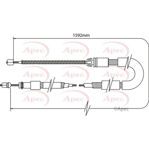Apec Handbrake Cable Left Rear fits Citroën Xsara 1997-2005 1.4 1.6 1.8 1.9