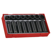 Teng TT9116 Regular/Deep Impact Socket Set, 16 Piece- 1/2in Drive - TT9116