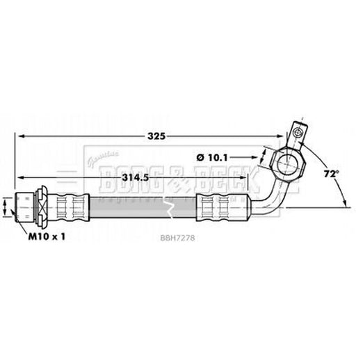 Borg & Beck Brake Hydraulic Hose Line Front Right BBH7278