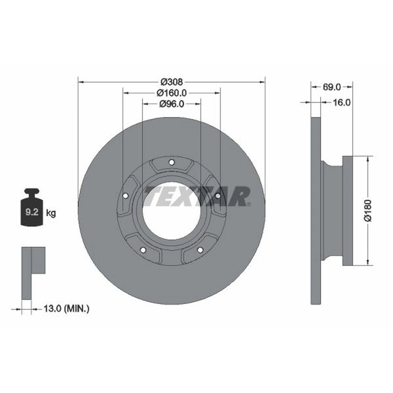 Textar 2 x Rear Brake Discs 92292603-x2