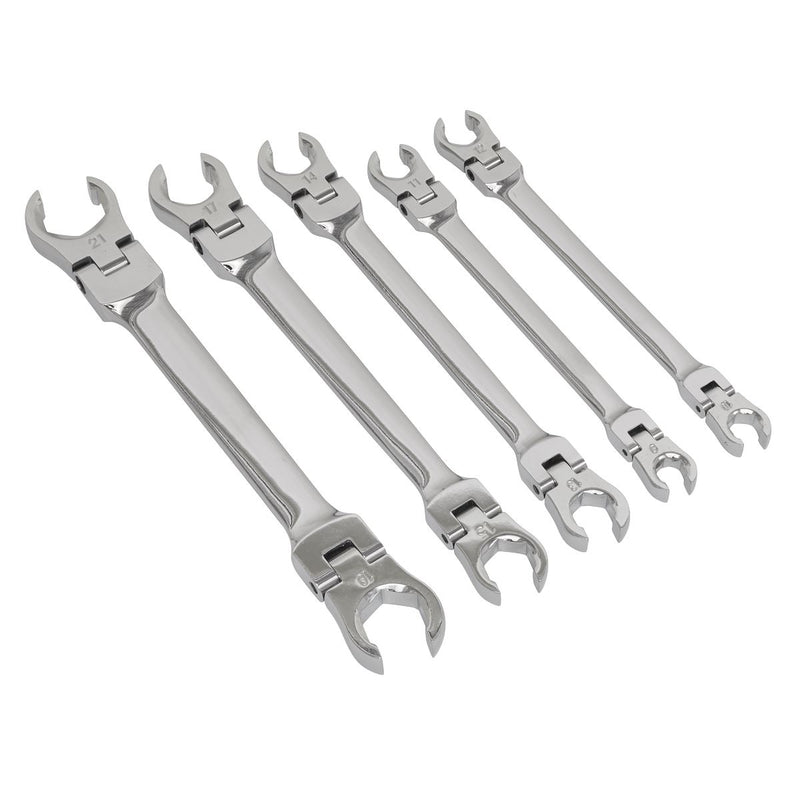 Sealey Premier Premier Flexi-Head Flare Nut Spanner Set 5pc AK2652 Sealey Premier - Dynamic Drive