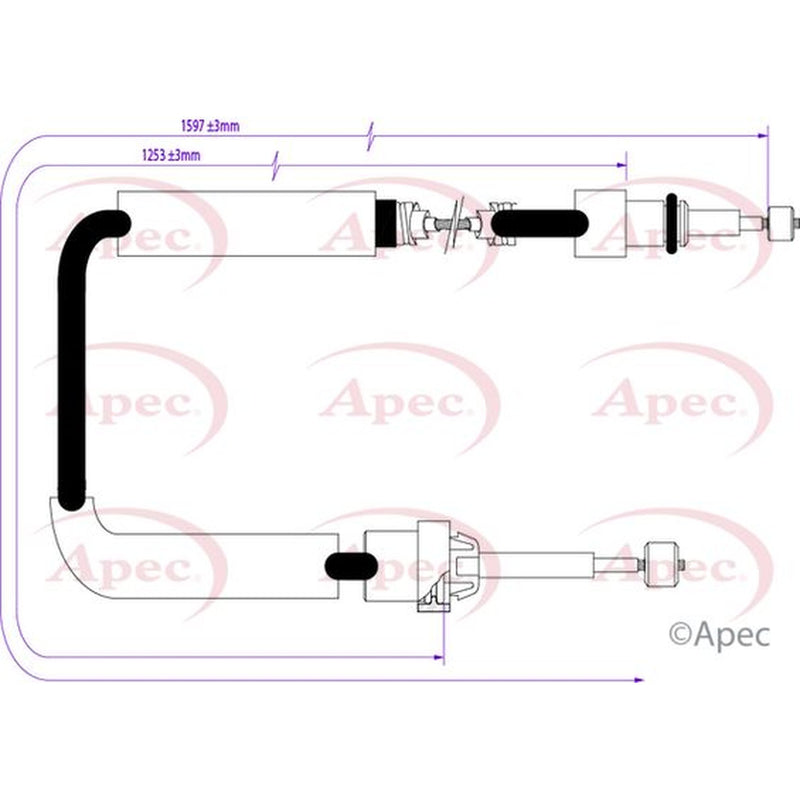 Apec Handbrake Cable Right Rear fits Peugeot 306 1993-2001 1.6 1.9